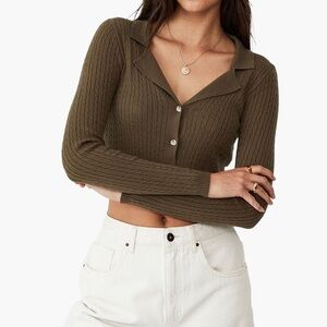 NEW Cotton On Easy Collar Cable Cardigan Top XS